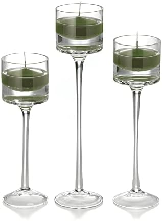 yummi Set of 18 Floating Candles and Monet Stem Holders - Olive