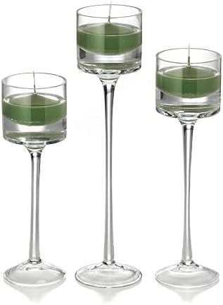 yummi Set of 18 Floating Candles and Monet Stem Holders - Green Tea