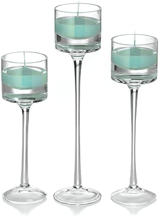 yummi Set of 18 Floating Candles and Monet Stem Holders - Blue Jade