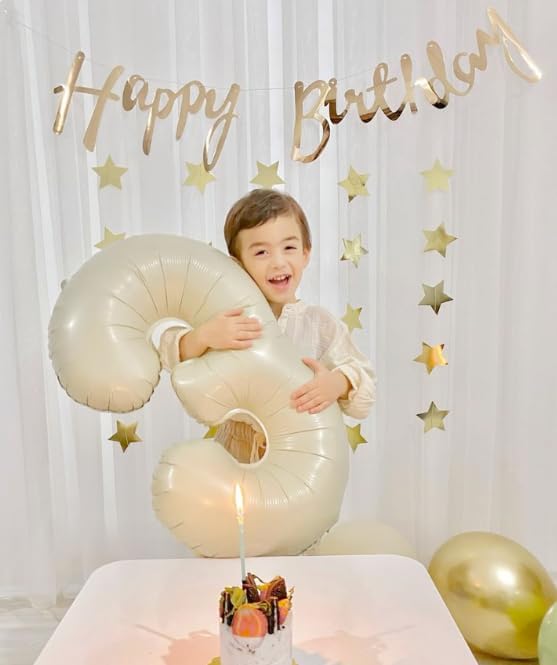 40 Inch Cream White 23 32 Large Number Balloon, 23 32 Cream White Birthday Party Decorations, Numbers 23 32 Foil Balloons for Anniversary Graduations Celebration Supplies