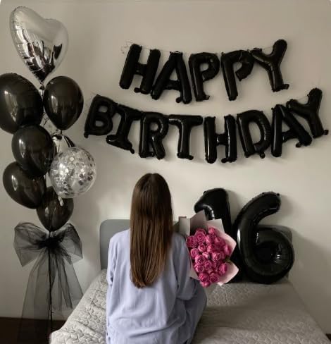 40 Inch Black Mylar Foil Number 6 Birthday Balloon, 6 16 Boy Girl Party Decorations Supplies, Big Helium Balloons Numbers for 26 36 46 60 Men Women Anniversary
