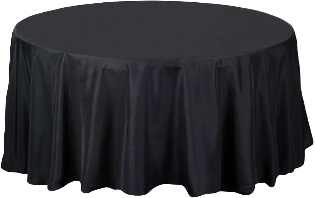 Efavormart Round Tablecloth, 108 Inch Stain & Wrinkle Resistant Washable Table Cloth, Decorative Polyester Fabric Table Cover for Banquet, Wedding, Dining- Black