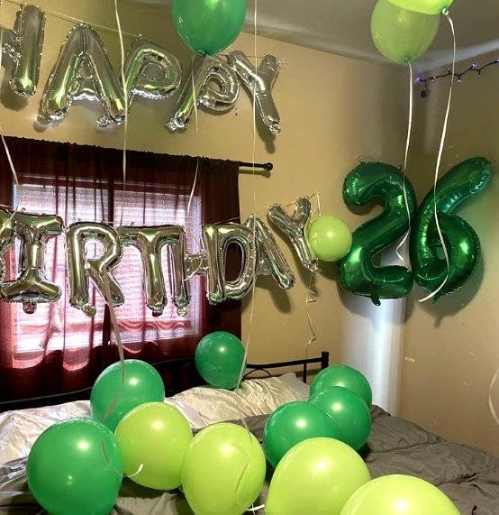Green 40 Inch Large Number 25 52 Birthday Balloon, 25 52 Birthday Decorations, Foil 25 52 Mylar Helium Numbers Balloons Girl Boy Anniversary Party Supplies