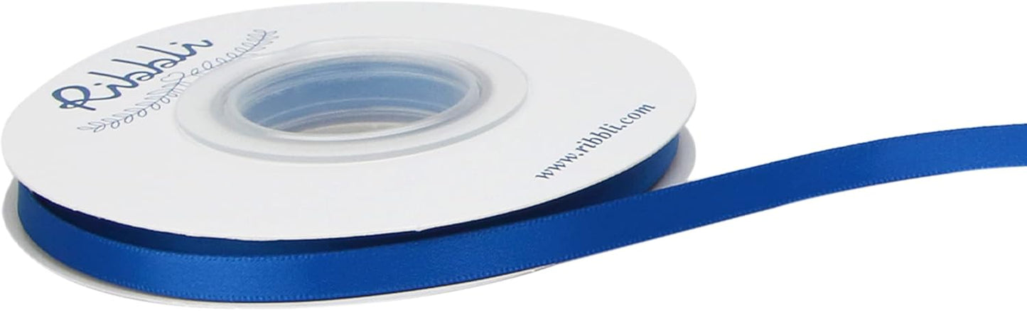 Ribbli Royal Blue Double Faced Satin Ribbon,1/4” x Continuous 25 Yards,Use for Bows Bouquet,Gift Wrapping,Baby Shower,Floral Arrangement