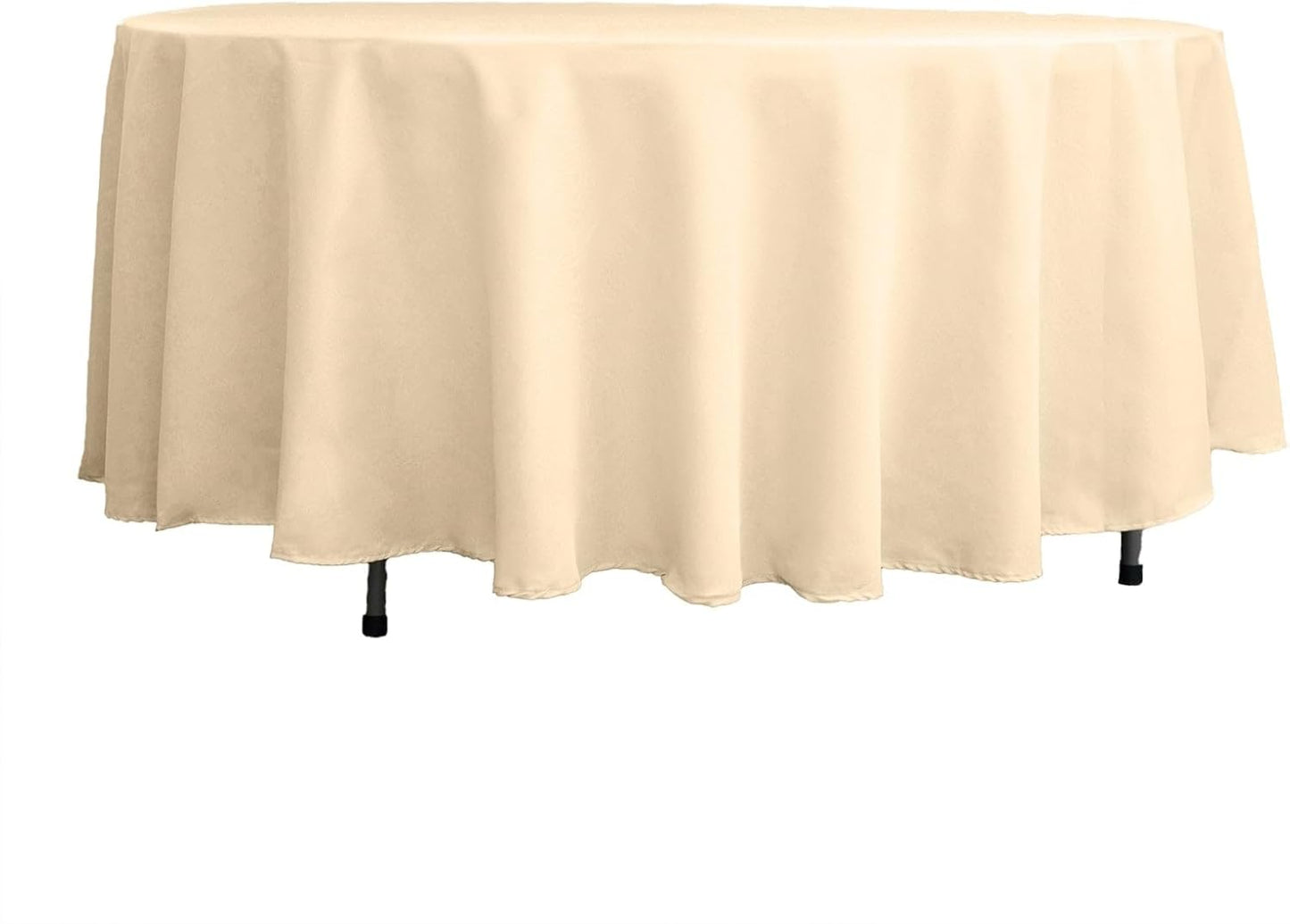 Efavormart Round Tablecloth, 108 Inch Stain & Wrinkle Resistant Washable Table Cloth, Decorative Polyester Fabric Table Cover for Banquet, Wedding, Dining- Beige