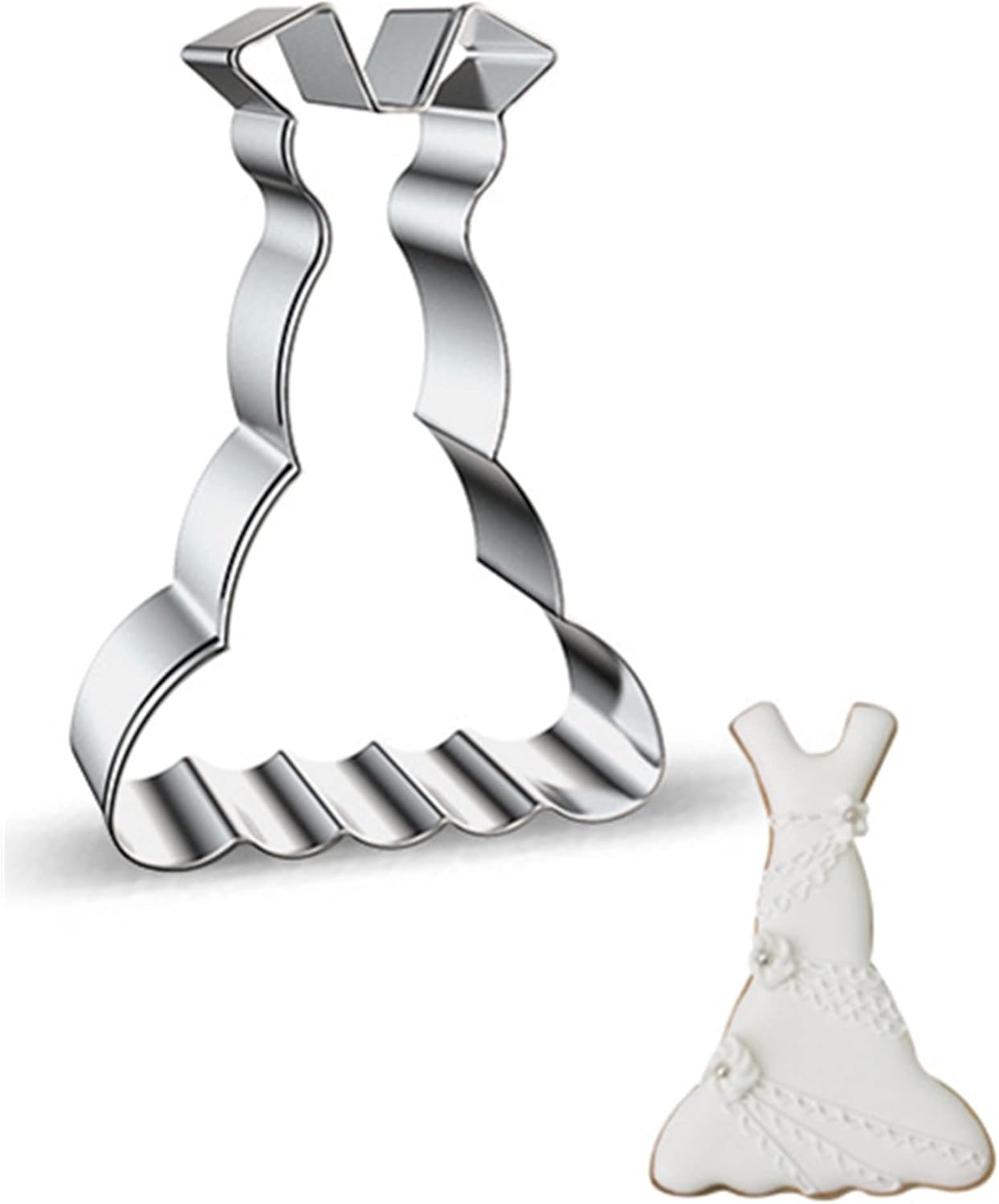 Large Size Dress Shaped Cookie Cutter, Stainless Steel Sleeveless Mermaid Fishtail Princess Wedding Dress Cookie Cutter, 4.7 Inches