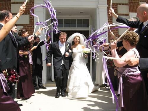 100PCS Ribbon Stick Wands Wedding Streamers with Silk Fairy Stick Wand for Wedding Party Baby Shower Send Off Party Activities Holiday Celebration Favors (Purple-100PCS)