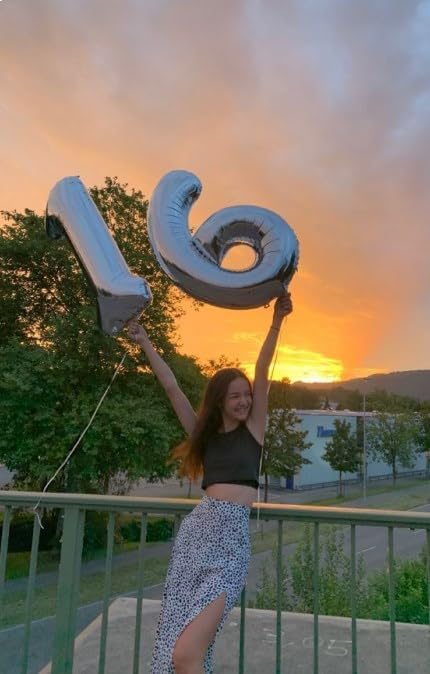 Silver 40 Inch 10 Number Balloons, 10 Decorations for 10 100Birthday, Foil Giant Birthday Graduations Anniversary Party Balloons