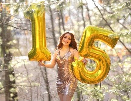 Large Gold 40 Inch Birthday Number 5 Balloon, Five 5th 15 25 35 50 55 Birthday Anniversary Celebration Decorations, Foil Mylar Helium Numbers 5 Balloons Girl Boy Party Supplies