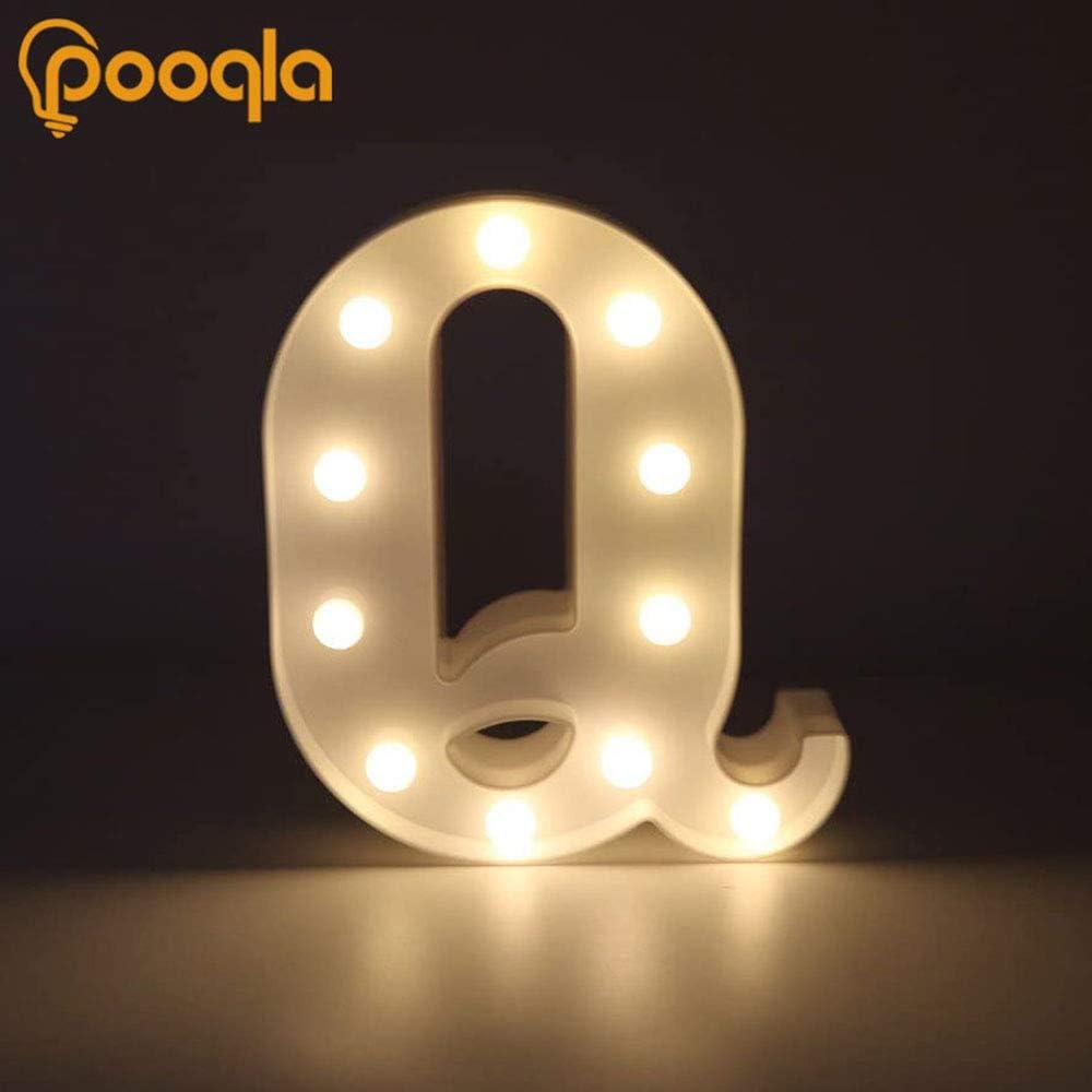 Pooqla LED Marquee Letter Lights Sign, Light Up Alphabet Letter for Home Party Wedding Decoration Q