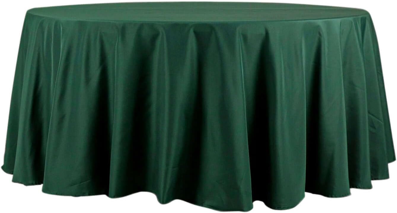 Efavormart Round Tablecloth, 120 Inch Stain & Wrinkle Resistant Washable Table Cloth, Decorative Polyester Fabric Table Cover for Banquet, Wedding, Dining - Hunter Emerald Green