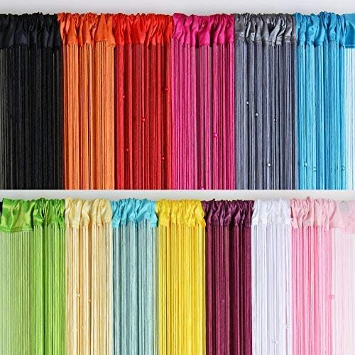 Beaded Curtain Beads Door String Curtains Ideal for Living Room Decor Wall Hanging Fringe Doorway Divider Bedroom Backdrop Hippie Window Closet Privacy Rod Pocket Dense (100x200cm,Coffee)