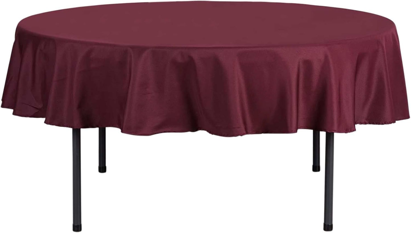 Efavormart Round Tablecloth, 90 Inch Stain & Wrinkle Resistant Washable Table Cloth, Decorative Polyester Fabric Table Cover for Banquet, Wedding, Dining- Burgundy
