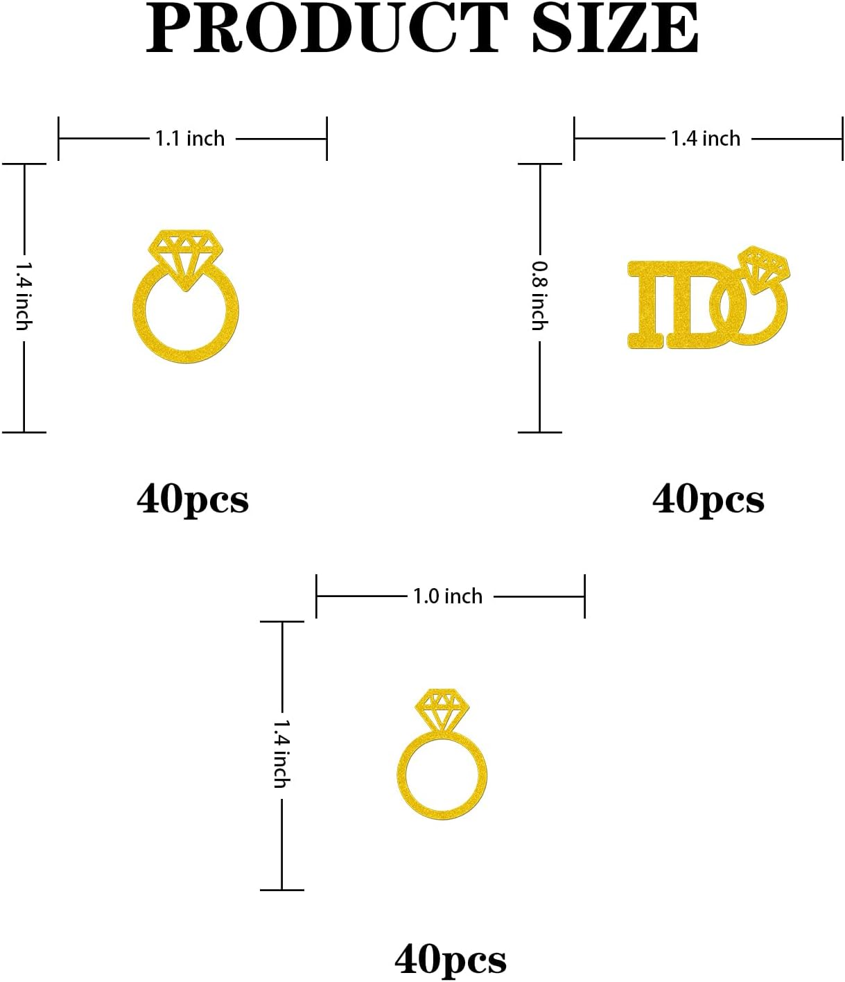 120 Pcs Wedding Confetti, Heart and Diamond Ring Shaped Confetti Decorations,I Do Engagement Party Table Scatter for Wedding or Engagement Decor.