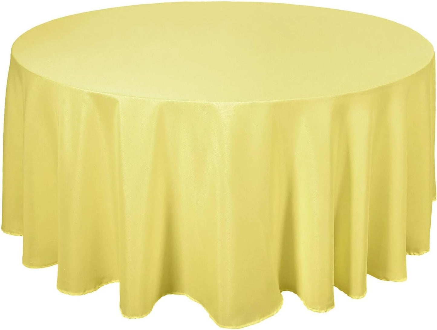 Efavormart Round Tablecloth, 120 Inch Stain & Wrinkle Resistant Washable Table Cloth, Decorative Polyester Fabric Table Cover for Banquet, Wedding, Dining - Yellow