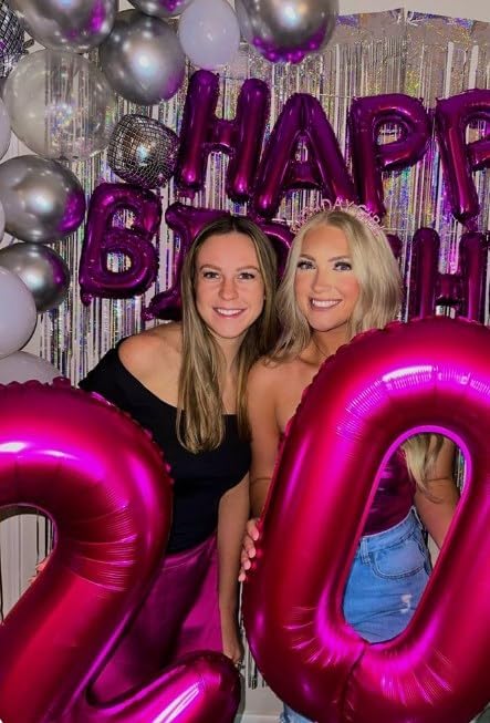 40 Inch Hot Pink Large Number 40 Birthday Balloon, Giant Number 40 Balloons, Foil Mylar Big Balloons for Anniversary Graduation Supplies Decorations