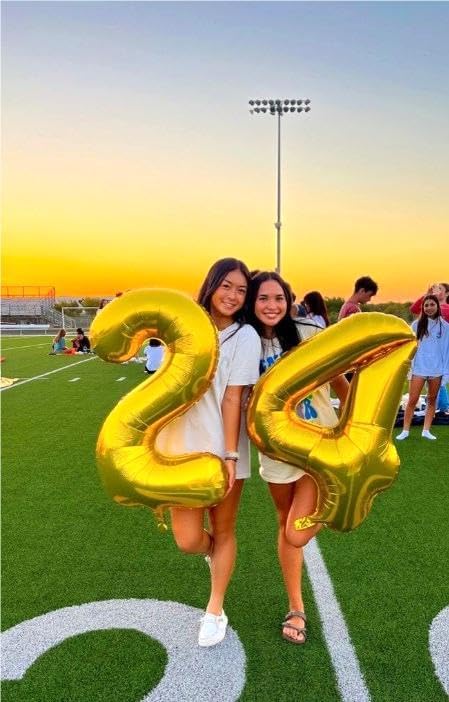 40 Inch Gold Large Number 4 Balloons, Giant Foil Number Four 14 24 34 40 44 Balloons, Gold Mylar Big Balloon for Anniversary Graduation Decorations