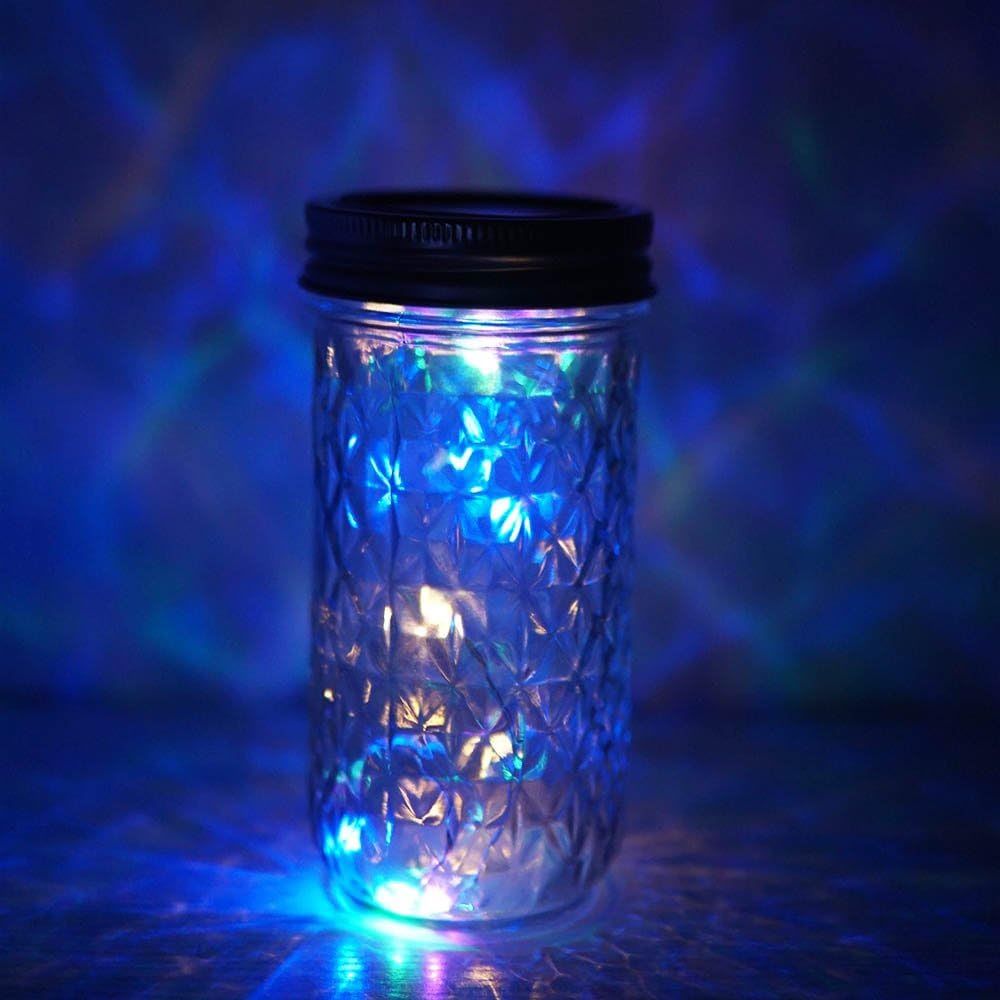 6 Pack Mason Jar Lights, 10 LED Solar Colorful Flicker Fairy String Lights Lids Insert for Garden Deck Patio Party Wedding Decorative Lighting Fit for Regular Mouth Jars