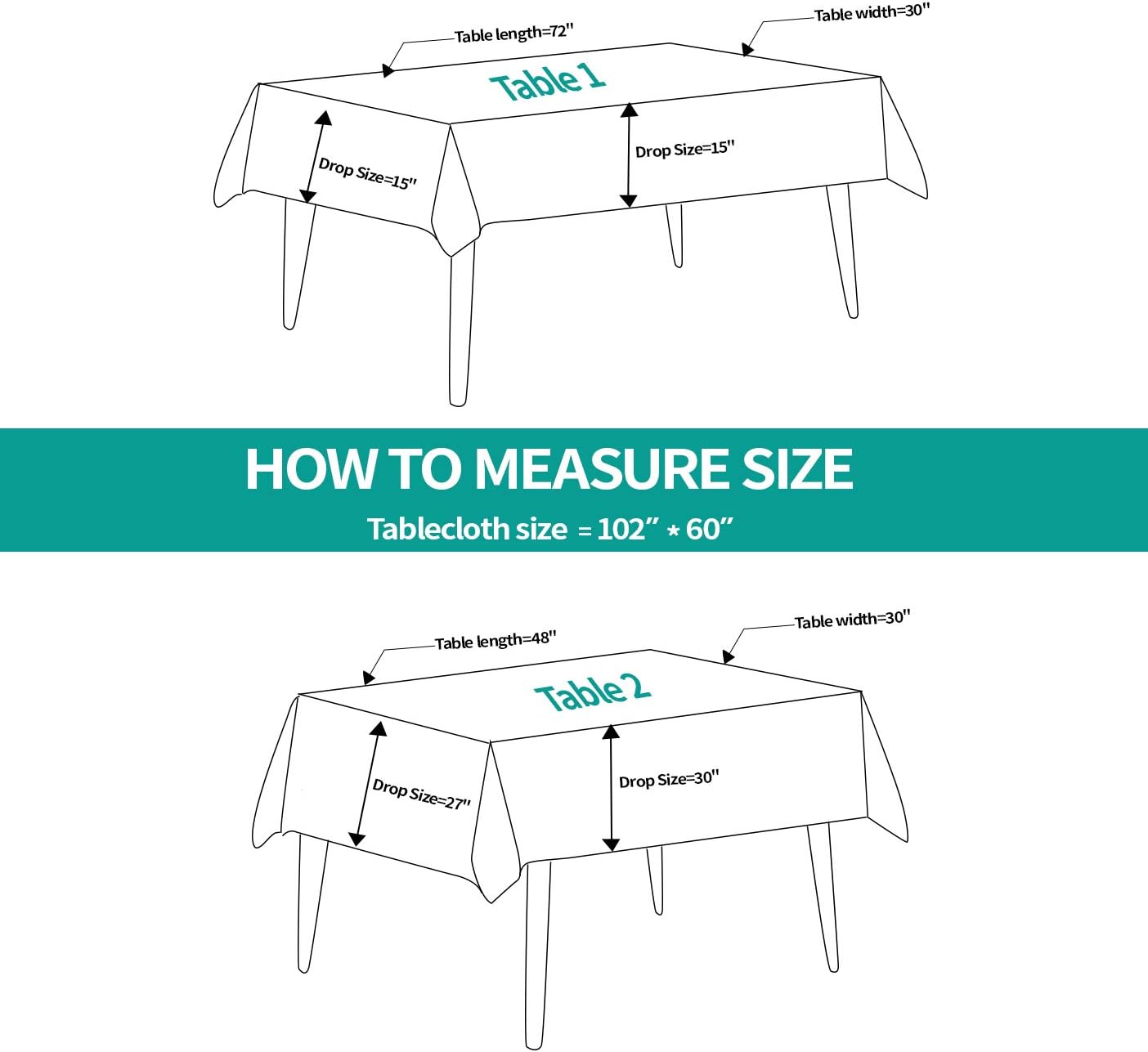 Surmente 2 Pack White Rectangle Tablecloth 60 x 102-inch Rectangular Polyester Table Cloth for Weddings, Banquets, or Restaurants