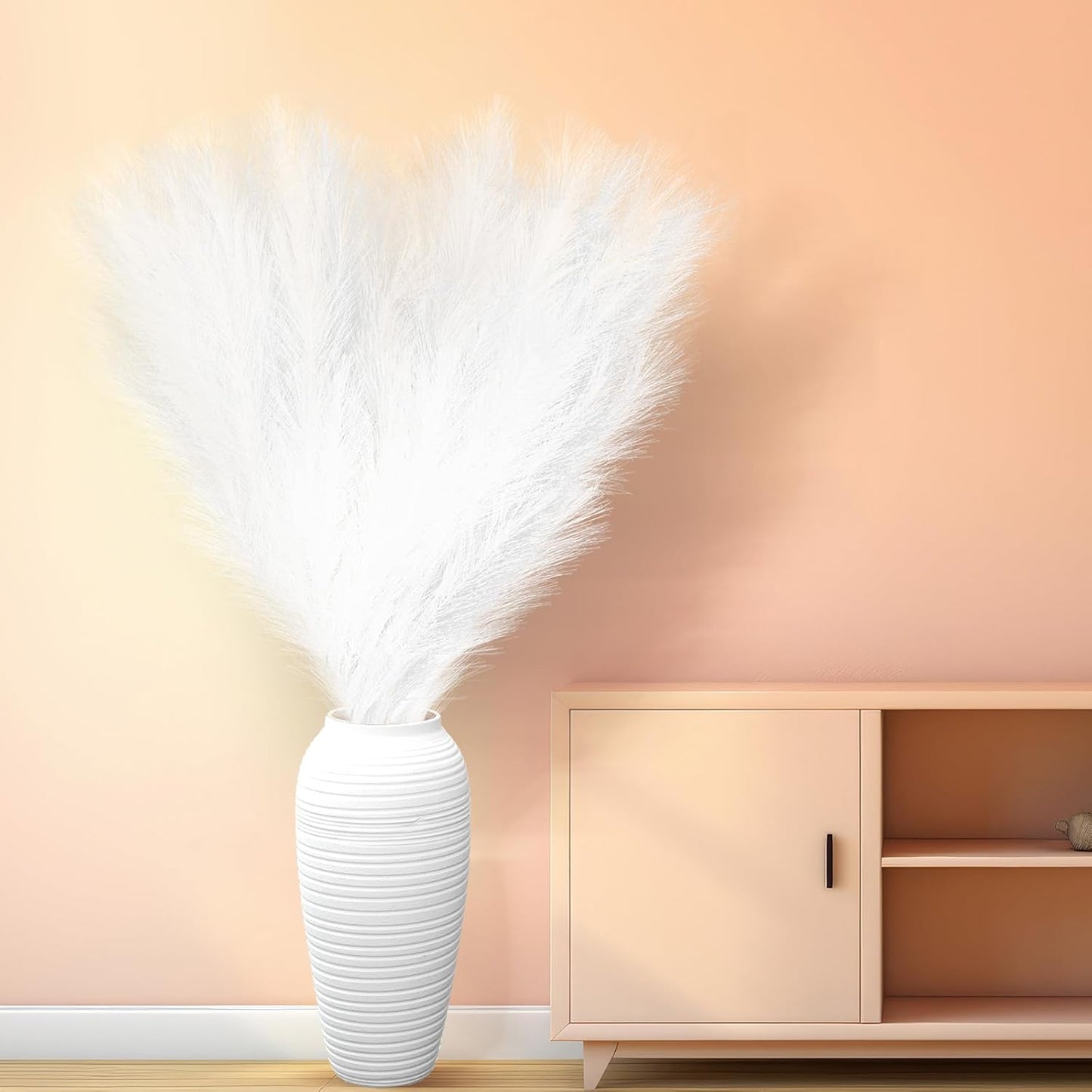 Zeyune 10 Pcs 71'' Large Faux Pampas Grass Decor Tall Artificial Pompous Grass Bulk for Boho Floor Vase Filler Wedding Floral Arrangements Home Baby Shower and Boho Decor (White)