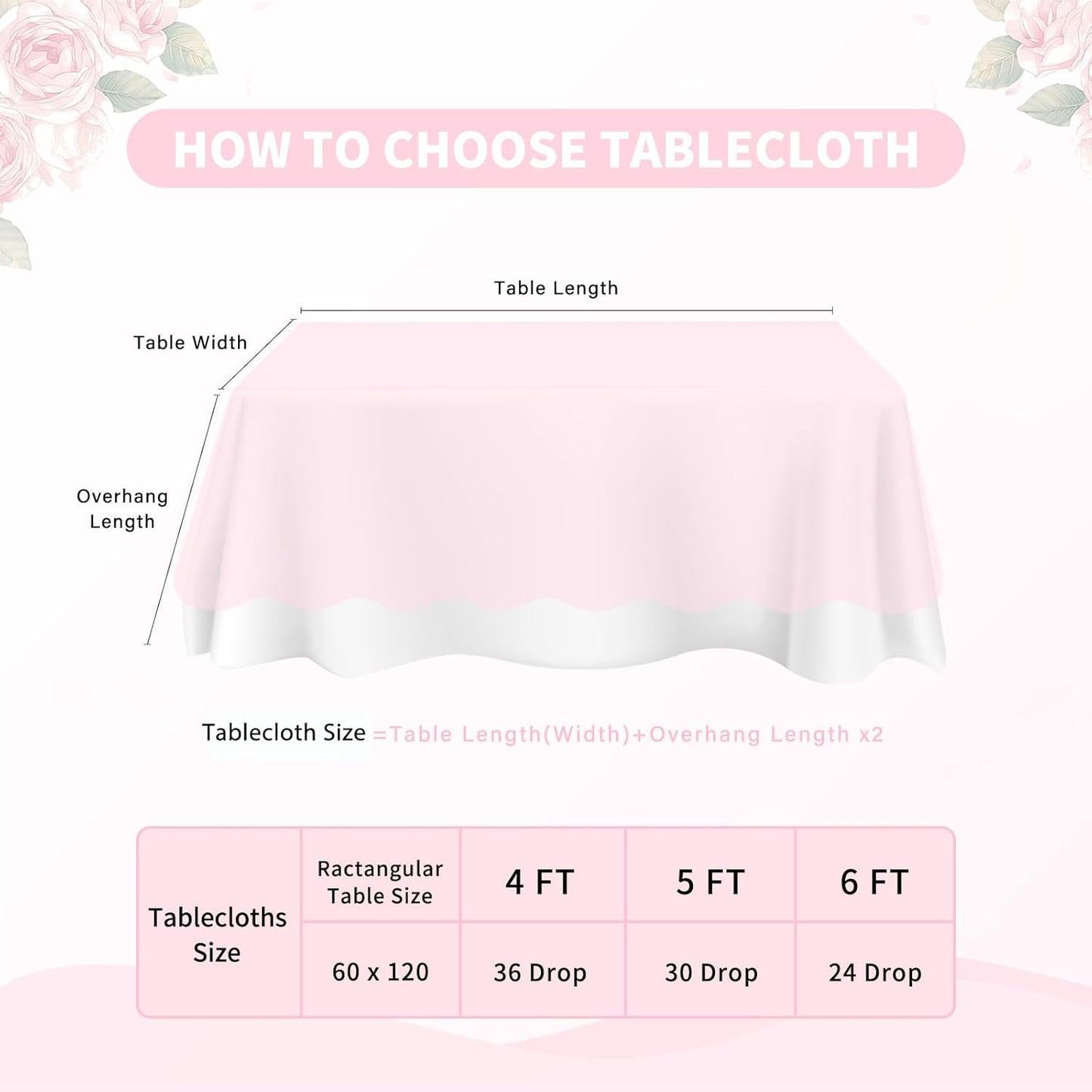 LuoluoHouse Pink Lace Tablecloth Table Fabric 6pcs 60x120 Inch for Vintage Boho Wedding Baby Shower Party Decoration Rectangle Overlay Long Vintage Embroidered Reception Table Cloth Decor
