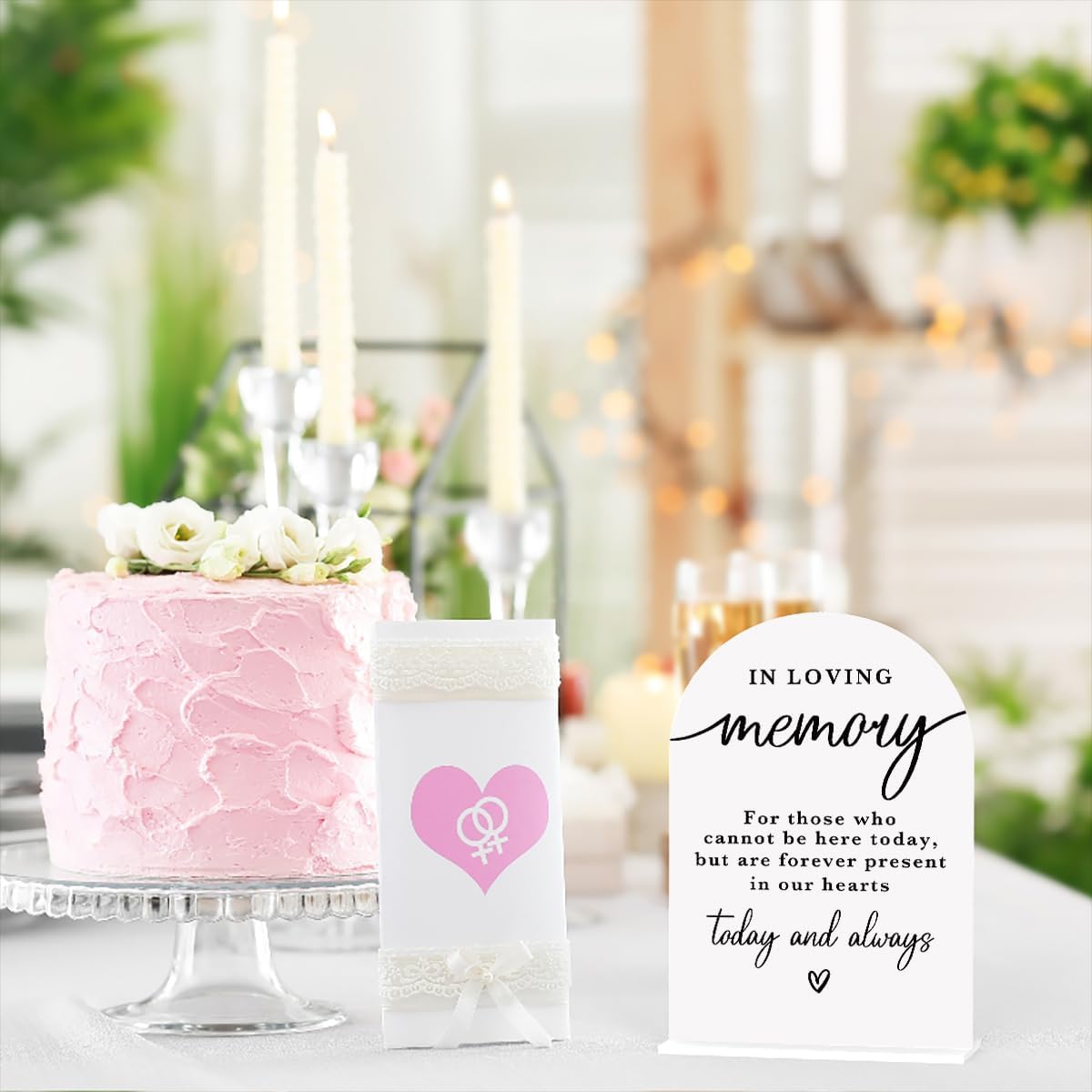 In Loving Memory Acrylic Wedding Sign Memory Table Sign for Wedding Wedding Signs for Ceremony Modern Calligraphy Arch Acrylic Table Top Sign for Wedding Reception and Event Party Table(white)