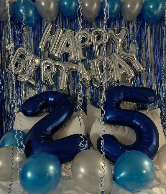 Large Night Blue 40 Inch Birthday Number 5 Balloon, Night Blue Five 5th 15 25 35 50 55 Birthday Anniversary Celebration Decorations, Foil Mylar Helium Numbers 5 Balloons Girl Boy Party Supplies