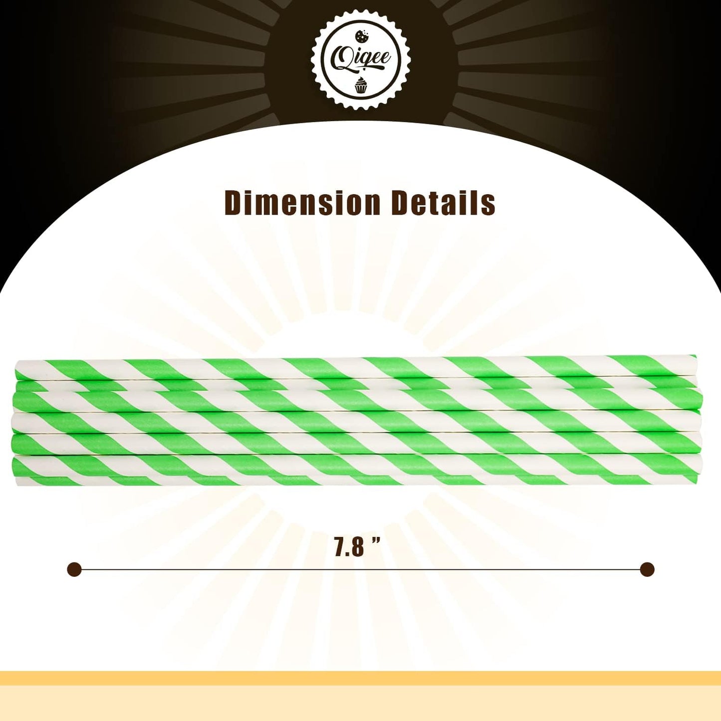 150 Packs Green Paper Straws Drinking Disposable Stripe Straws Bulk qiqee