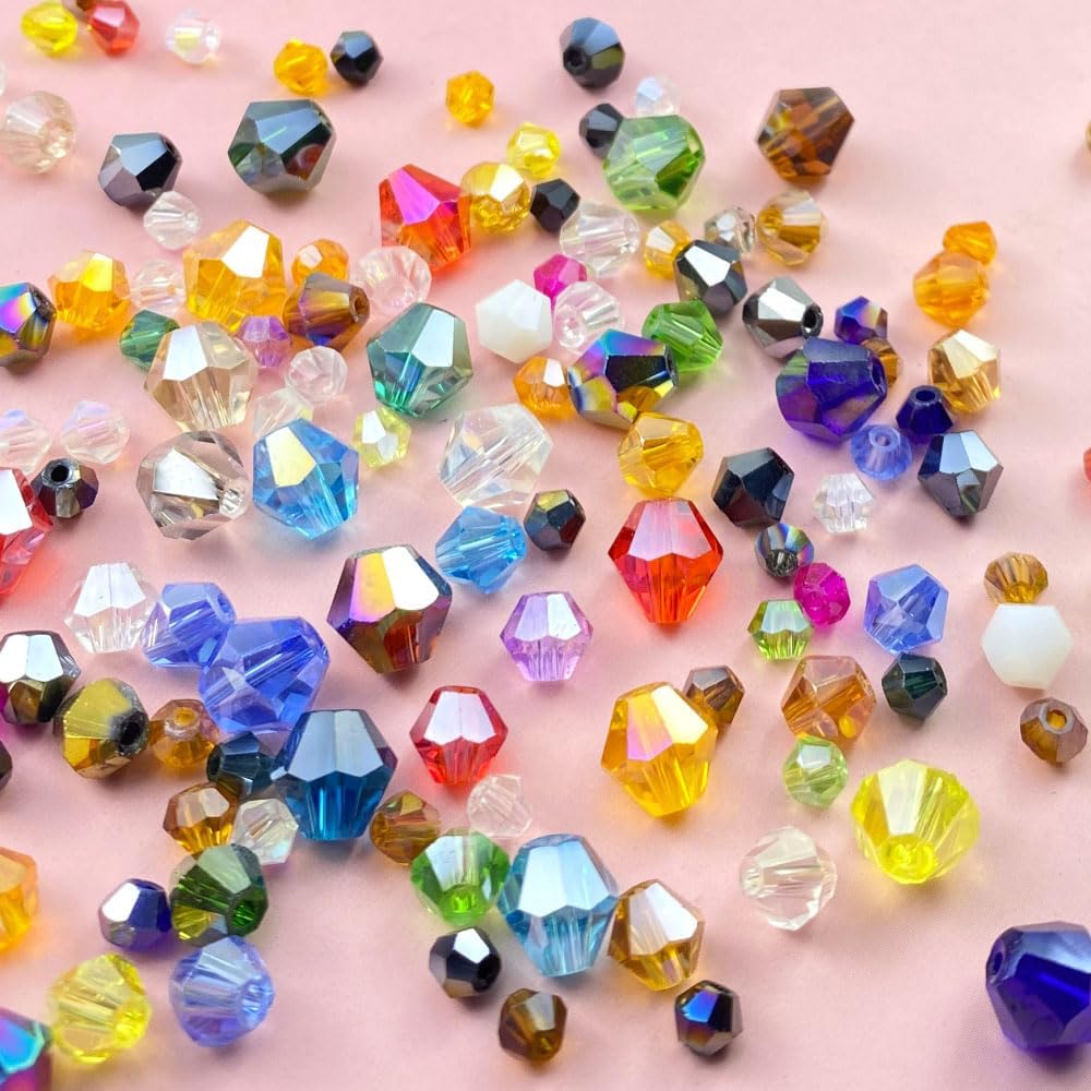 250pcs 6mm Bicone Crystal Glass Beads Loose Spacer Beads Faceted Craft Beads for Jewelry Making DIY Necklace Bracelet Earring Wind Chimes Suncatchers Ornamen(Sapphire AB)