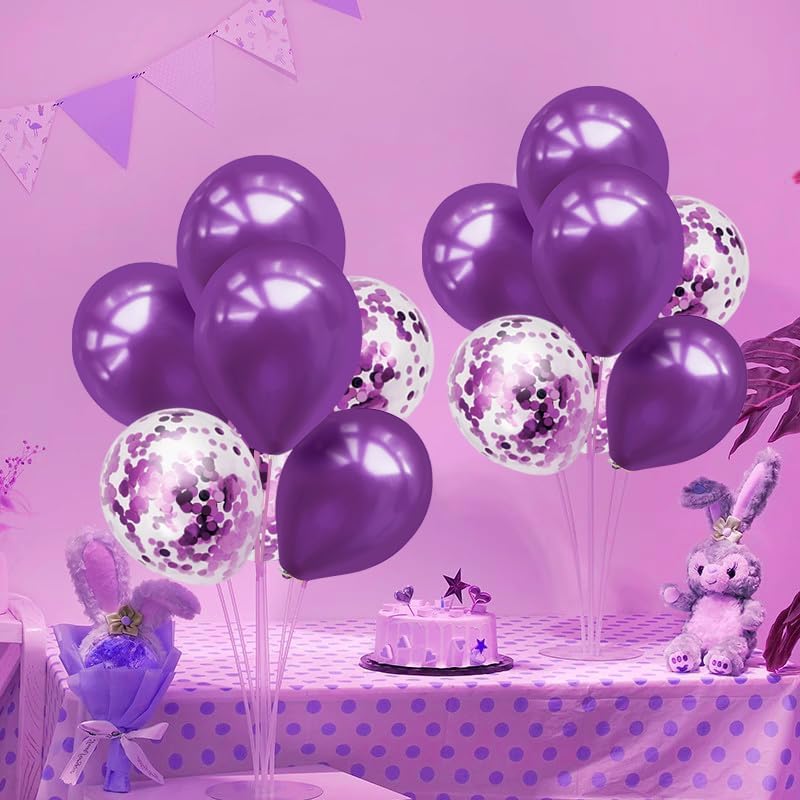 Purple Balloon Stand Centerpiece Table Decorations for Birthday Bridal Shower Wedding Engagement Mother's Day Graduation Halloween Party Decorations(Purple set4)