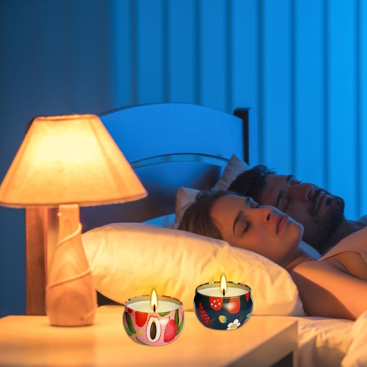 2Pack Scented Candle-2.2oz Aromatherapy Candles,Long Lasting Burn-Strawberry and Litchi Scented Candle Gifts for Man,Women,Soy Wax Candle Prefect for Home Decor, Stress Relief