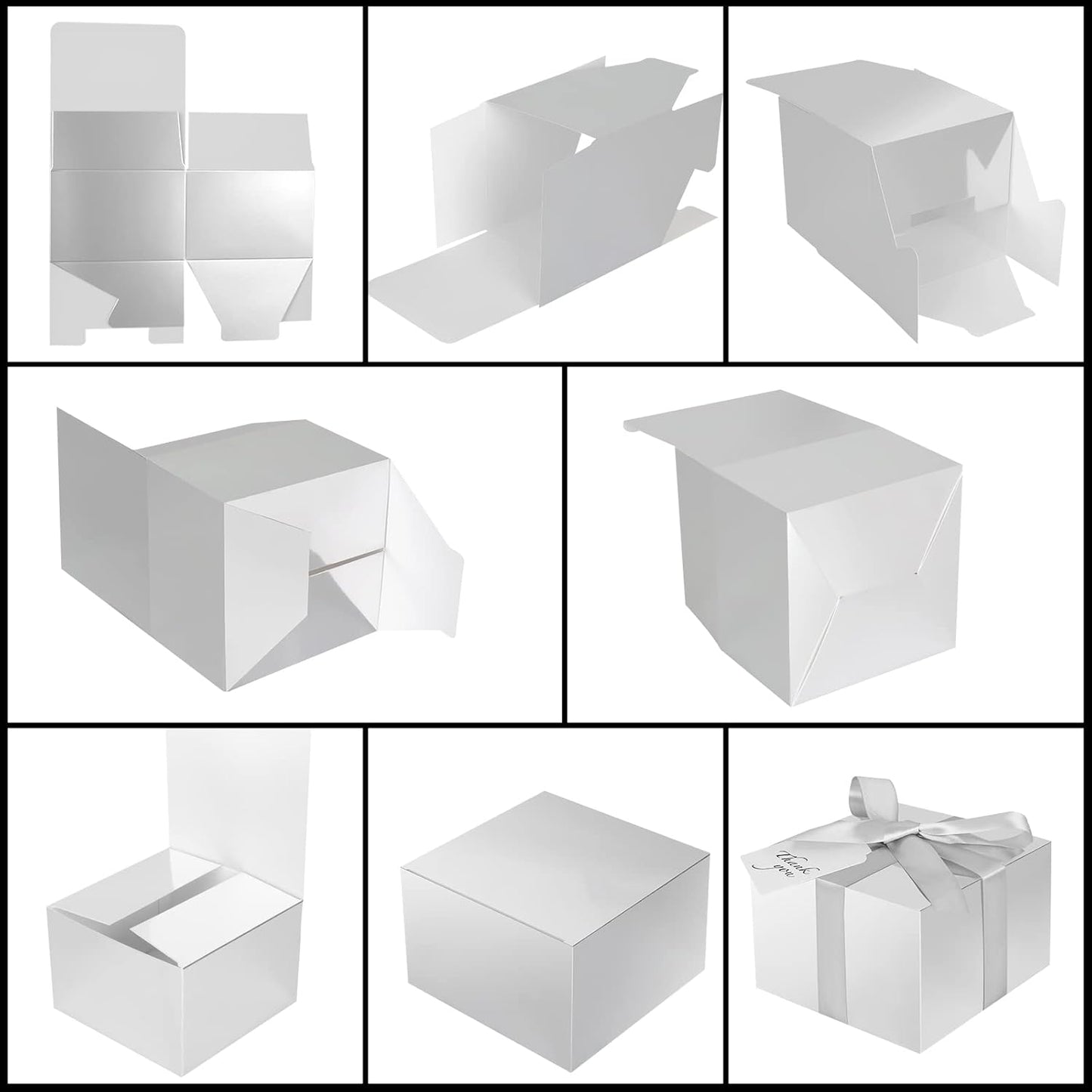 COTOPHER Small Gift Boxes 10 Pack 6x6x4 inches Silver Gift Boxes with Lids for Gifts, Crafting, Wedding Party Favor, Cupcake Box, Candy, Bridesmaids Proposal Box