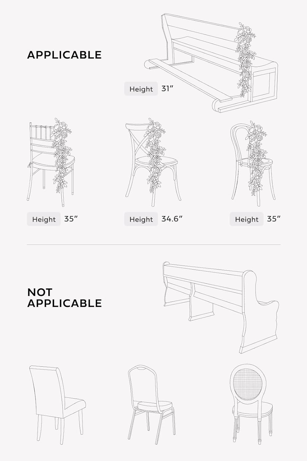 Ling's Moment Fall 10pcs Wedding Chair Decorations Aisle Floral Swag Artificial Pew Flowers Hanging Garland Terracotta Burnt Orange & Navy Blue for Ceremony Reception Church Rose Floral Party Outdoor