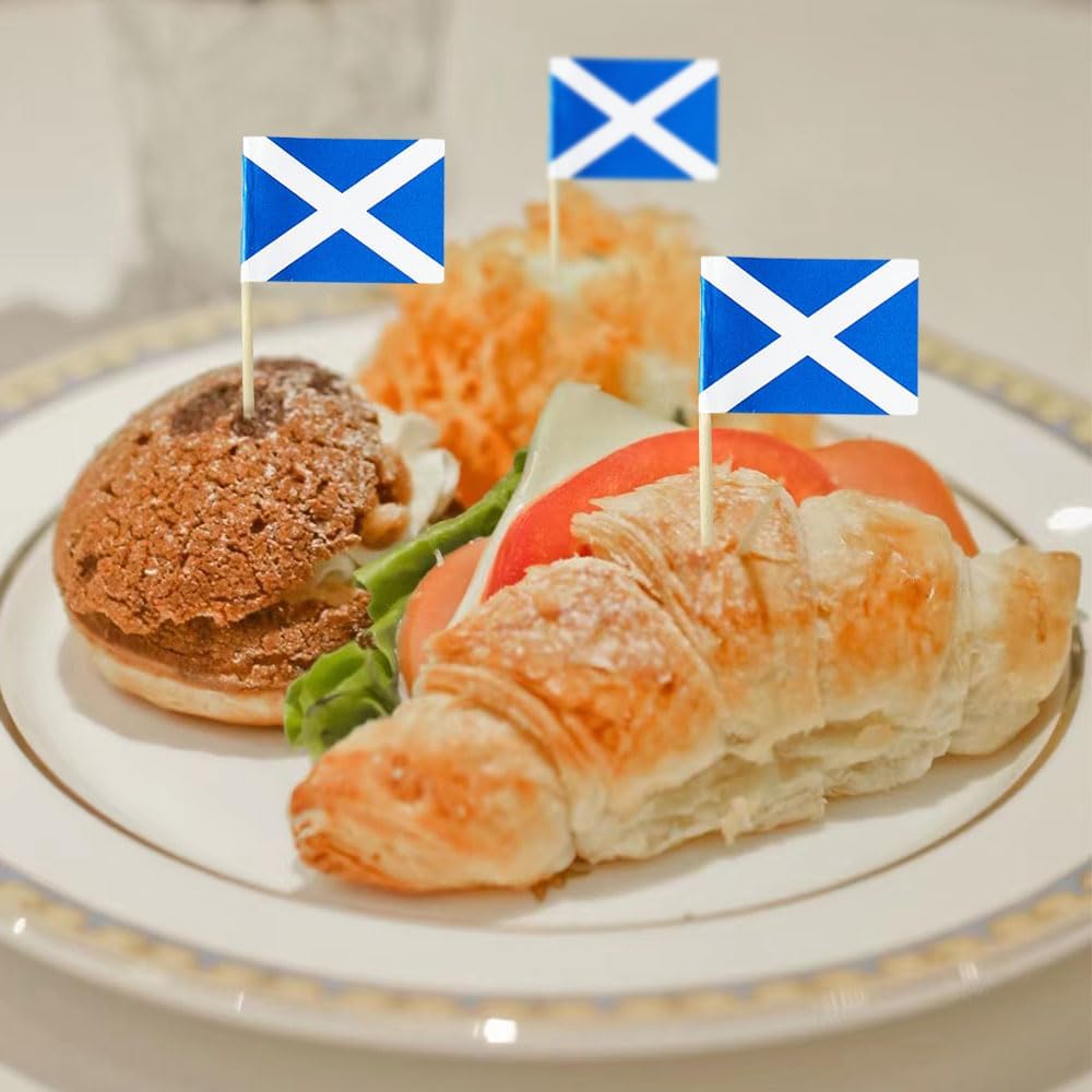 Scotland Flag Scottish Flag, Small Mini Scotland Toothpick Flags for Food, Cupcakes, Cocktails, Appetizers, Bar Party Decorations