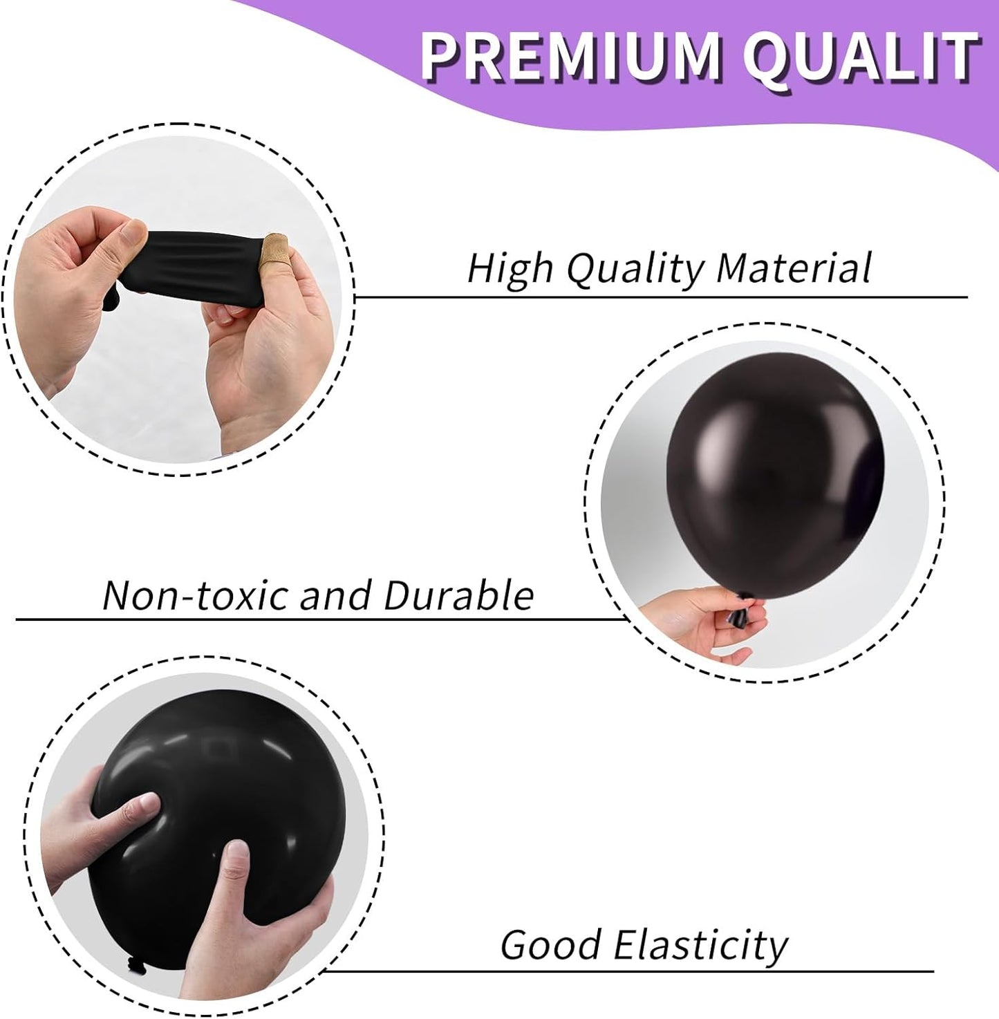 Purple Black Silver Balloons, 50pcs Purple and Black Balloons, Metallic Purple Silver Balloon for Birthday Baby Shower Halloween Theme Party Wedding Graduation Bridal Shower Bachelorette Decorations