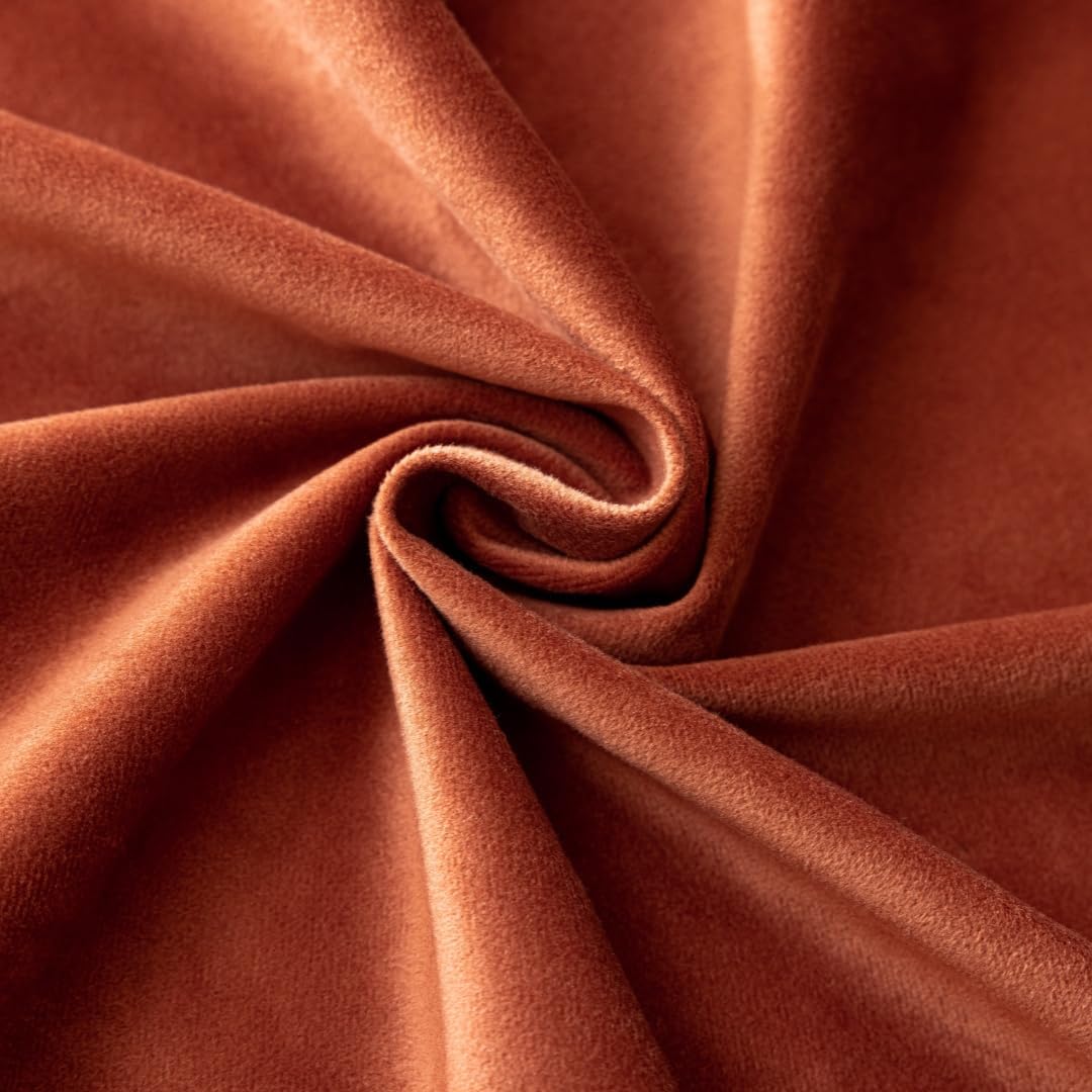 F-CHU Luxury Burnt Orange Tablecloth Thickset Velvet Tablecloth with Beautiful Gold Tassels Table Cloth for Home Decor Wedding, Party, Banquet and Events 60x86-Inch