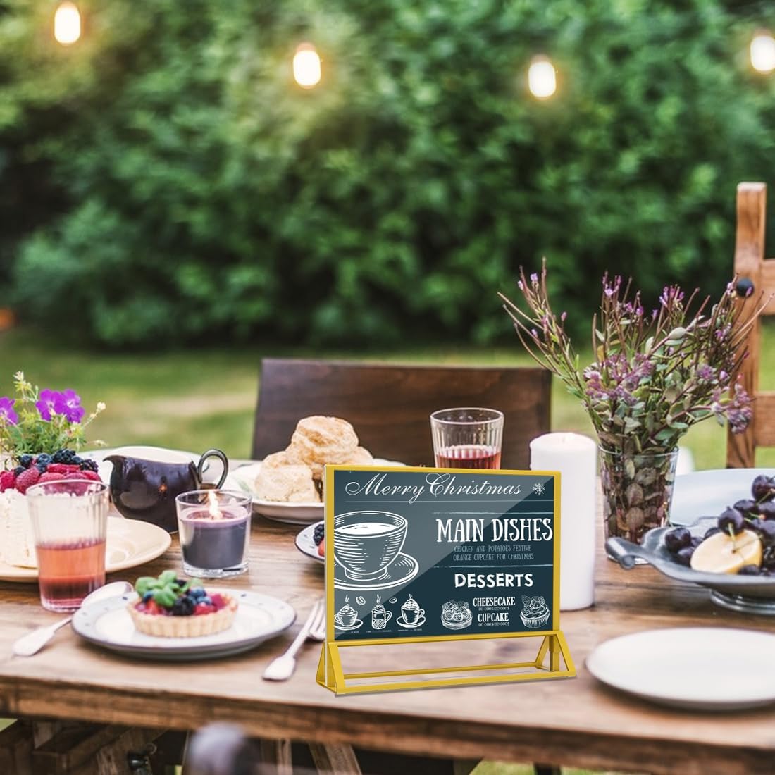 Clear Acrylic Sign Holder 7x 5 Horizontal Double Sided Gold Frame Flyer Holder for Wedding Table Number Menu Holder (6pcs)