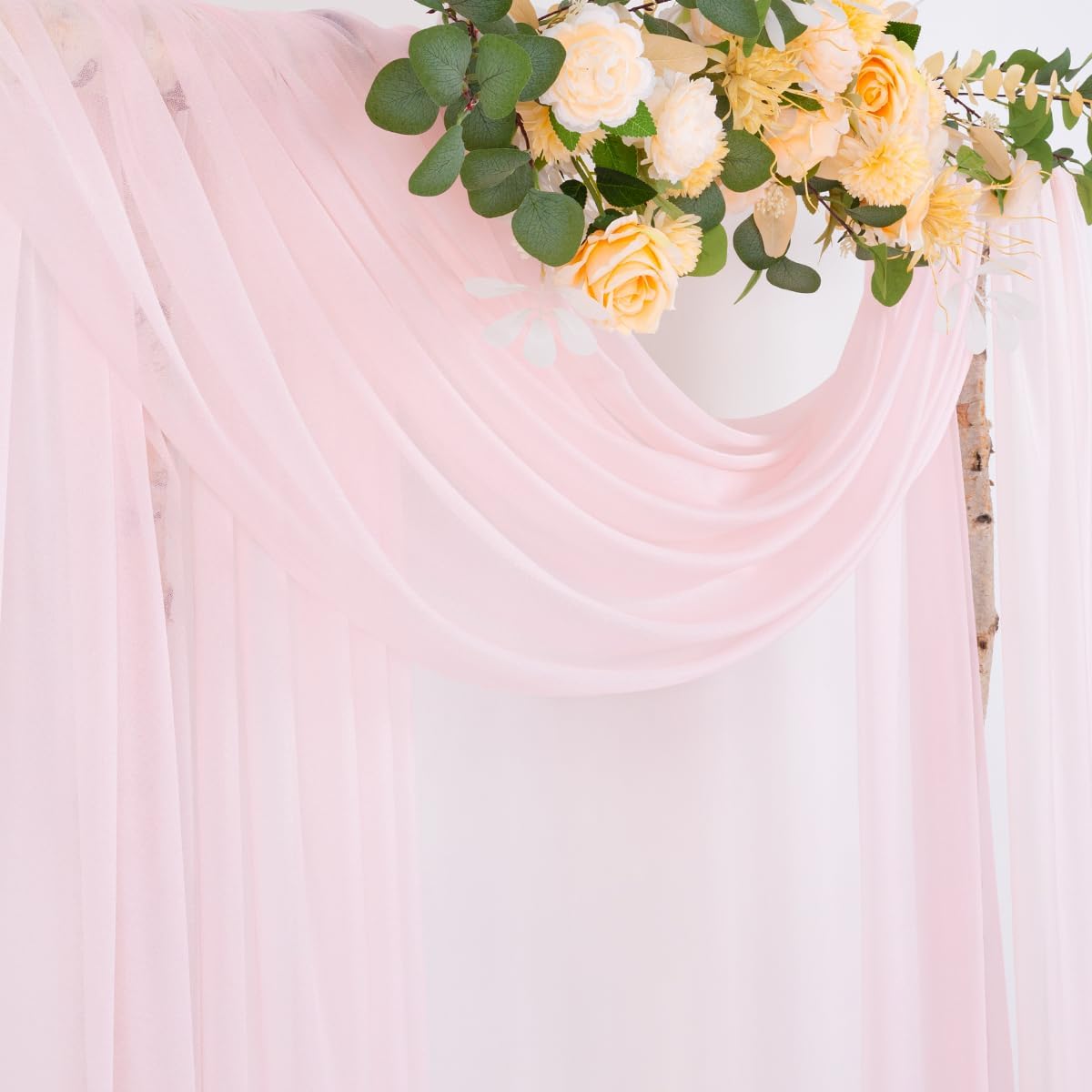 Socomi Blush Pink Wedding Arch Draping Fabric 29" x 20Ft 2 Panels Sheer Outdoor Curtain Drapes Extra Long for Bridal Baby Shower Ceremony Birthday Party Decor