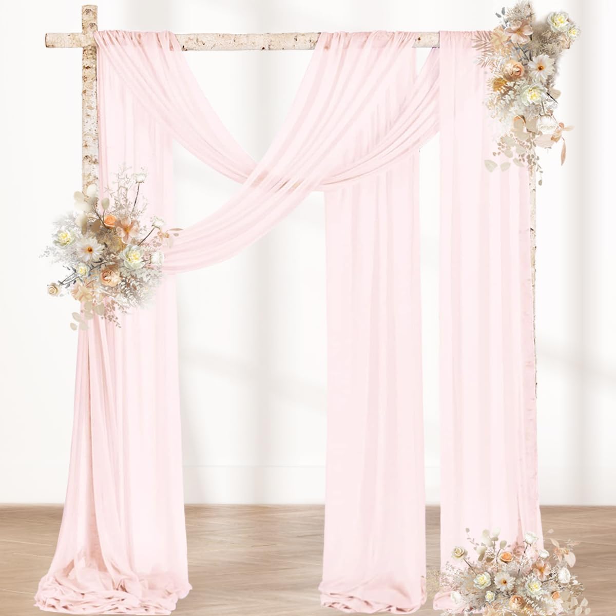MLMW Wedding Arch Draping Fabric 2 Panels 29" x 20Ft Easter Pink Sheer Wedding Arch Backdrop Drapes Outdoor Curtain for Ceremony Party Background Ceiling Decor