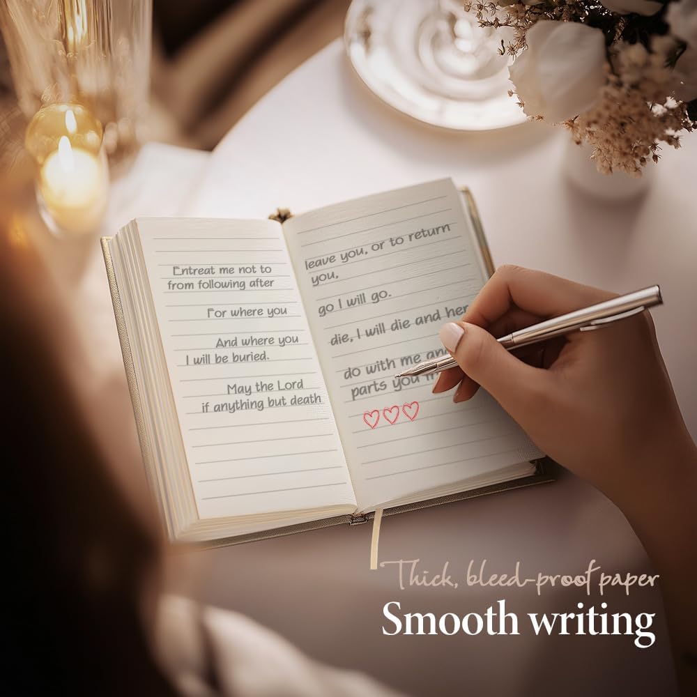 Vow Books His and Hers 2 Pack - 6 x 4 Inch Linen Hardcover Wedding Vow Books with Gold Foil Lettering & Bookmark, Wedding Ceremony Keepsake for Bride and Groom-His and Her Engagement Gift, 48 Pages