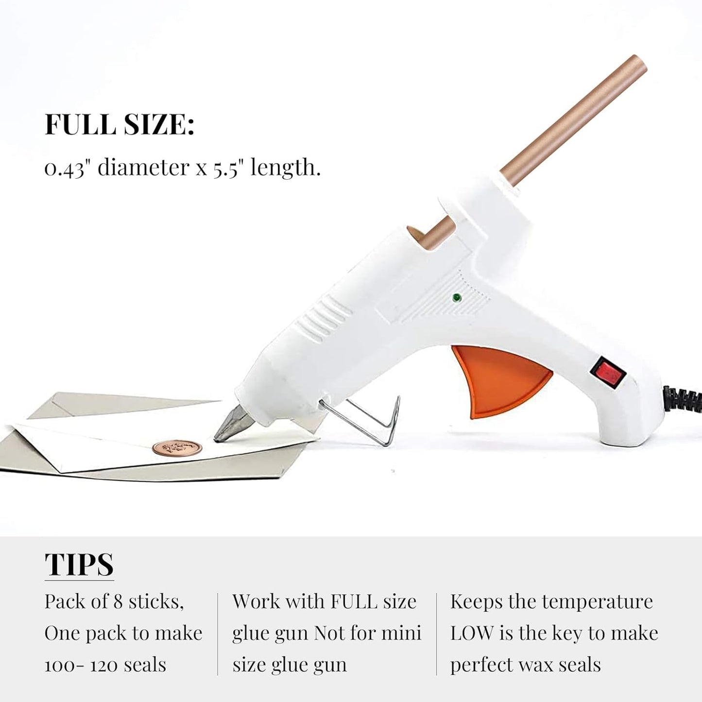 UNIQOOO Metallic Rose Gold Glue Gun Sealing Wax Sticks for Wax Seal Stamp - Great for Wedding Invitations, Cards Envelopes, Snail Mails, Wine Packages, Christmas Gift Ideas, Pack of 8