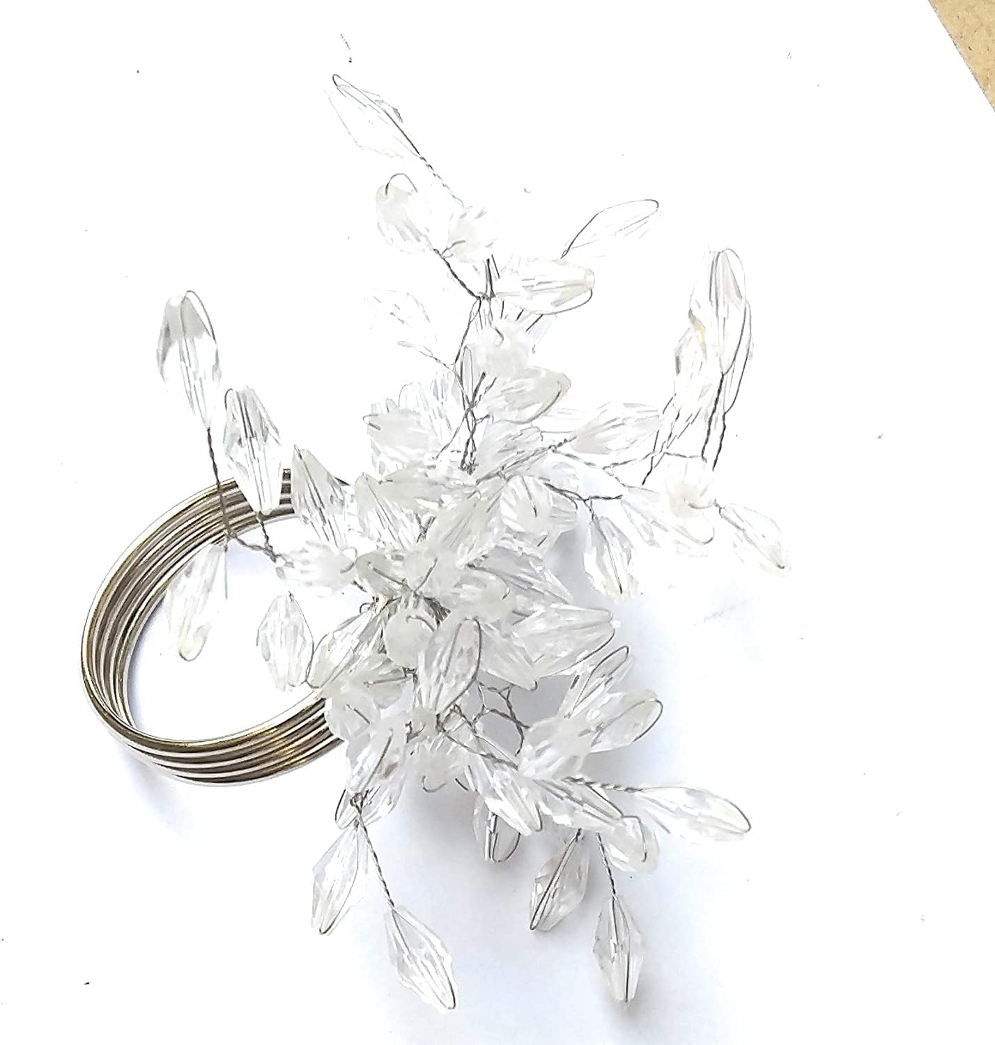 Napkin Rings Set of 6 for Dining Table Decoration Parties Everyday Metal Napkin Holder Leaf White (Pack of 6)