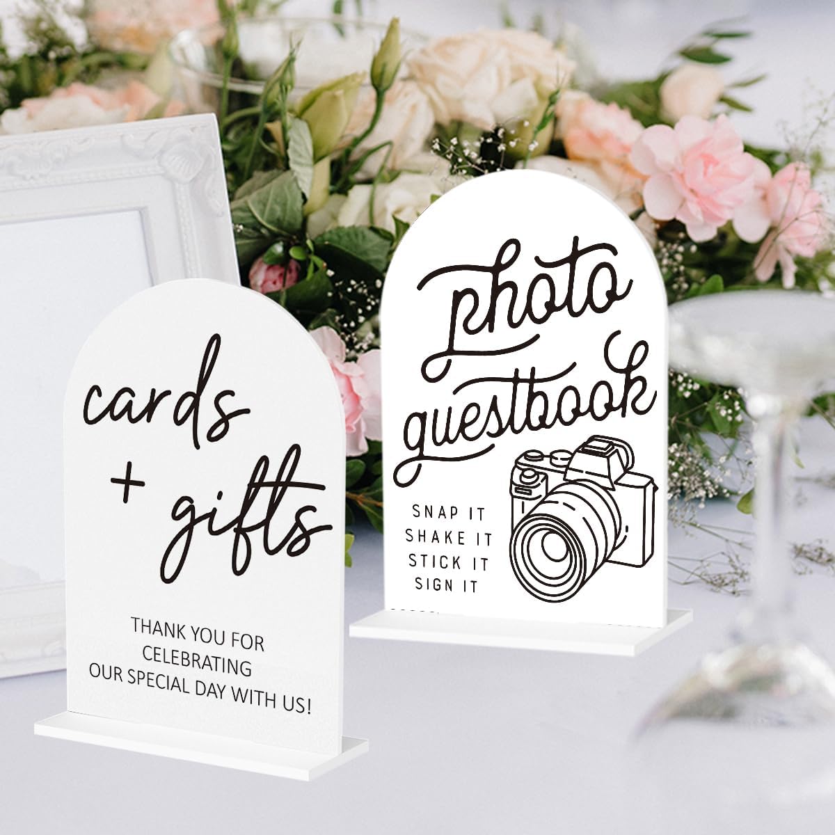 2Pcs Photo Guest Book Sign Cards and Gifts Sign for Wedding Engagement Party Bridal Shower Baby Shower Table Desk Acrylic Decor