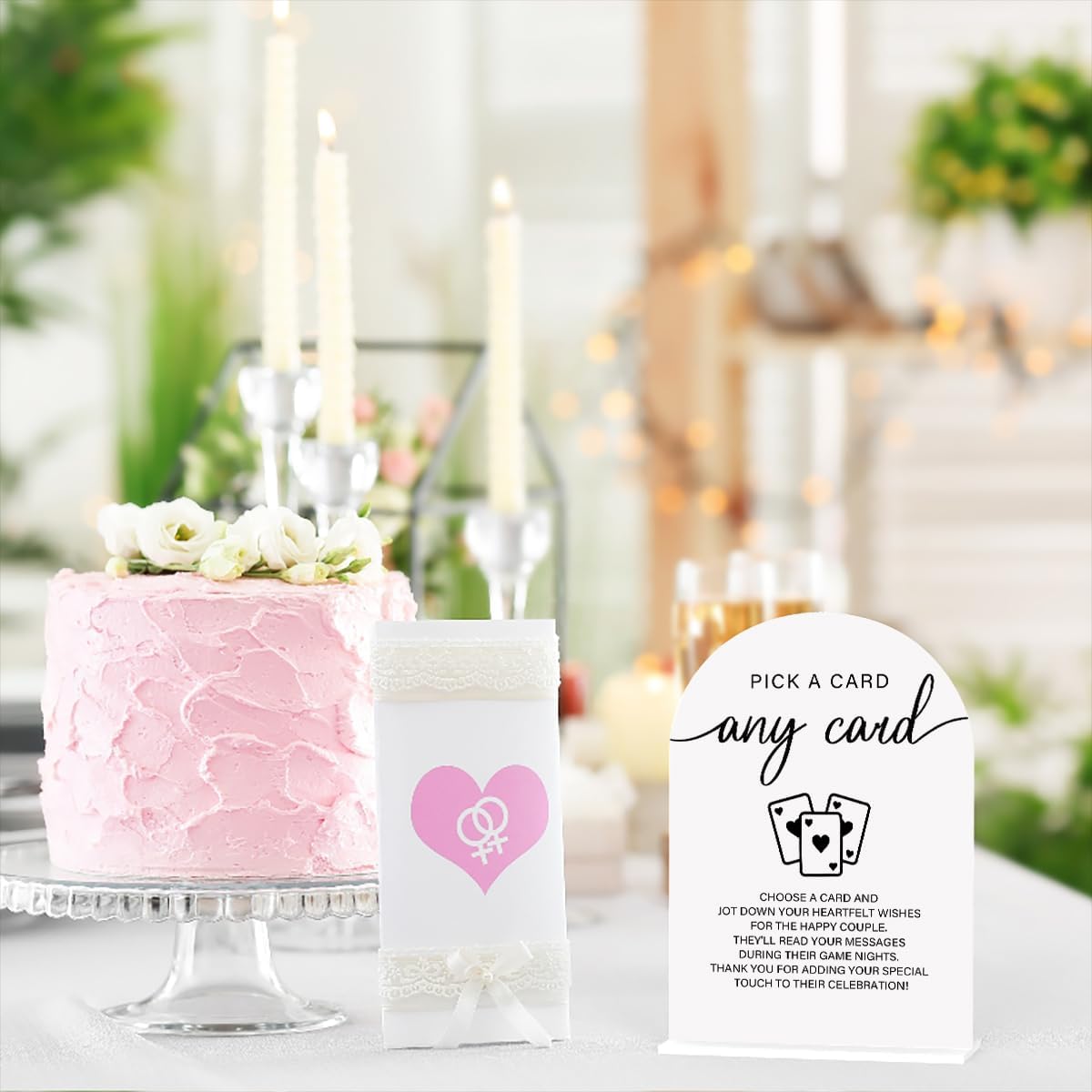 Acrylic Wedding Sign Pick A Card Sign for Wedding Wedding Signs for Ceremony Modern Calligraphy Arch Acrylic Table Top Sign for Wedding Reception and Event Party Table(white)