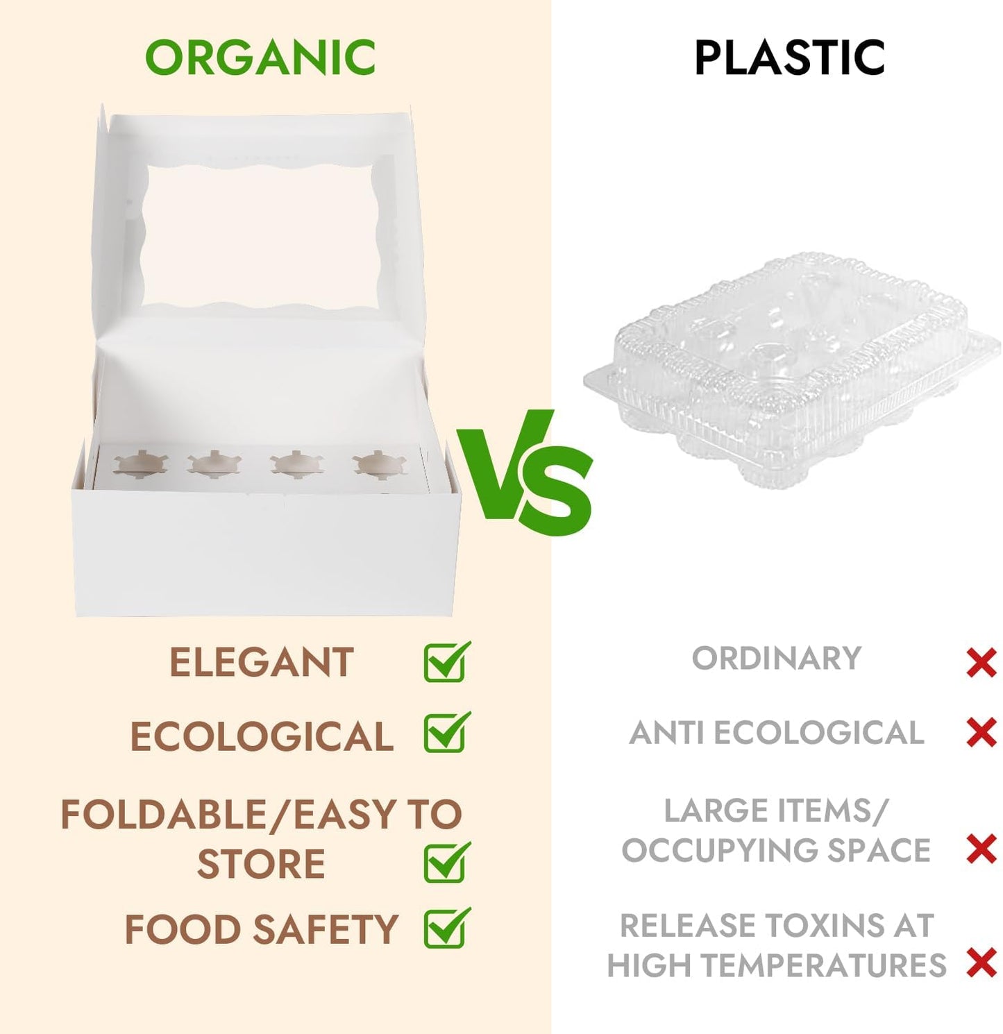 JCD 9 Holes Fit 8 Cupcakes and 1 Mini Cake Box Combo,8 sets of Cake Boxes, Pastry Sweets Bento Box, Cupcake Combo Box with Stickers(1+8/8pcs)