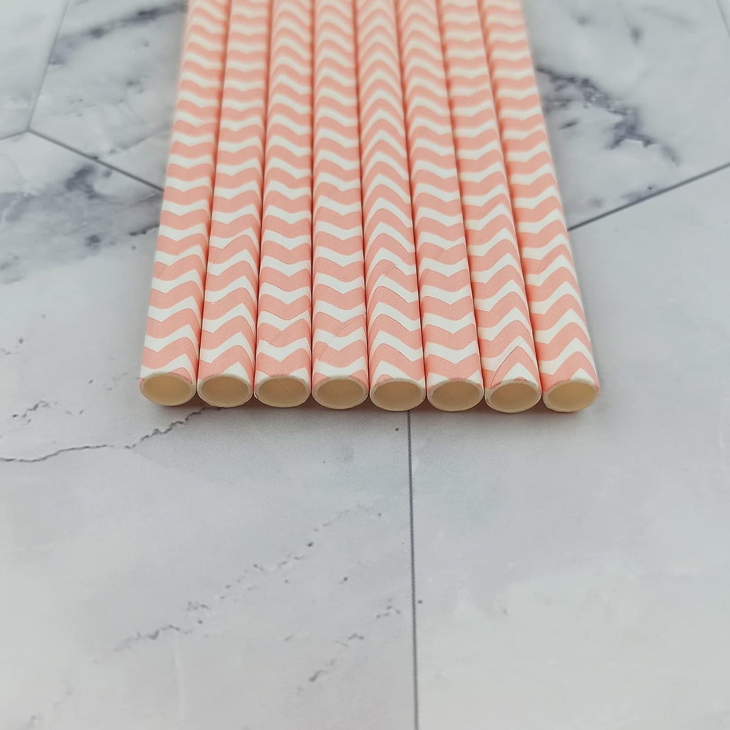 YAOSHENG Premium Disposable Waves Striped Drinking Paper Straws, Pack 100 Pink Waves Paper Straws for Cocktail Party Supplies,Birthday,Bridal/Baby Shower,Juice,Shakes (Pink Waves)