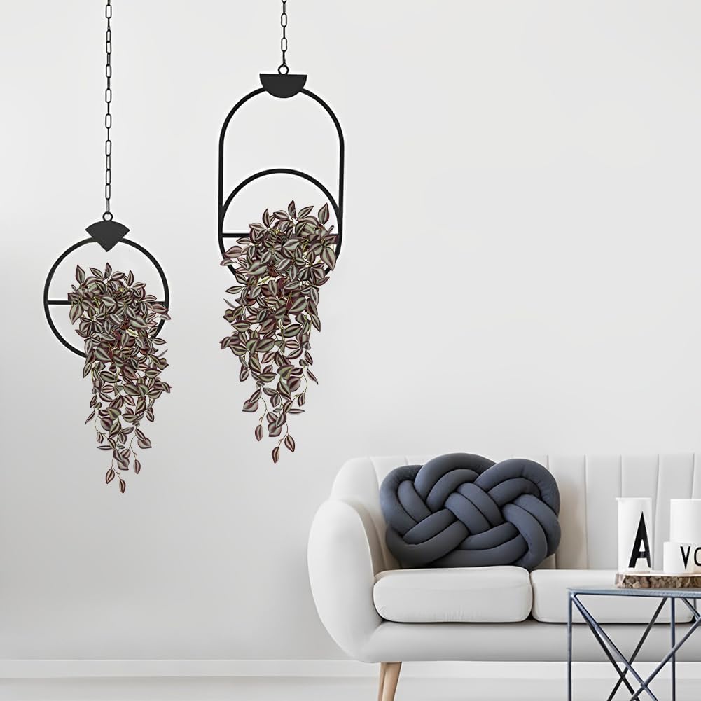 DILATATA Fake Hanging Plants Artificial Hanging Plants 22" Faux Wandering Jew Hangings Leaves Plant for Wall Shelf Home Indoor Outdoor Decor - 5 Pack