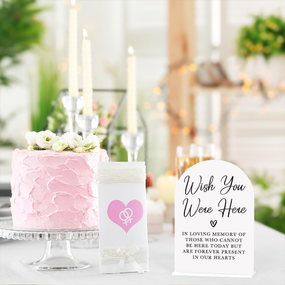 Acrylic Wedding Sign Wedding Signs for Ceremony Wish You Were Here Sign for Wedding Modern Calligraphy Arch Acrylic Table Top Sign for Wedding Reception and Event Party Table(white)