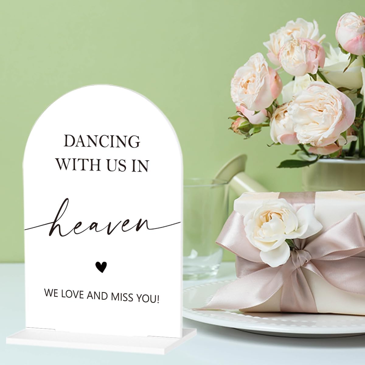 In Loving Memory Wedding Sign, Dancing With Us In Heaven Sign Wedding Engagement Bridal Shower Reception Event Party Table Desk Acrylic Decor