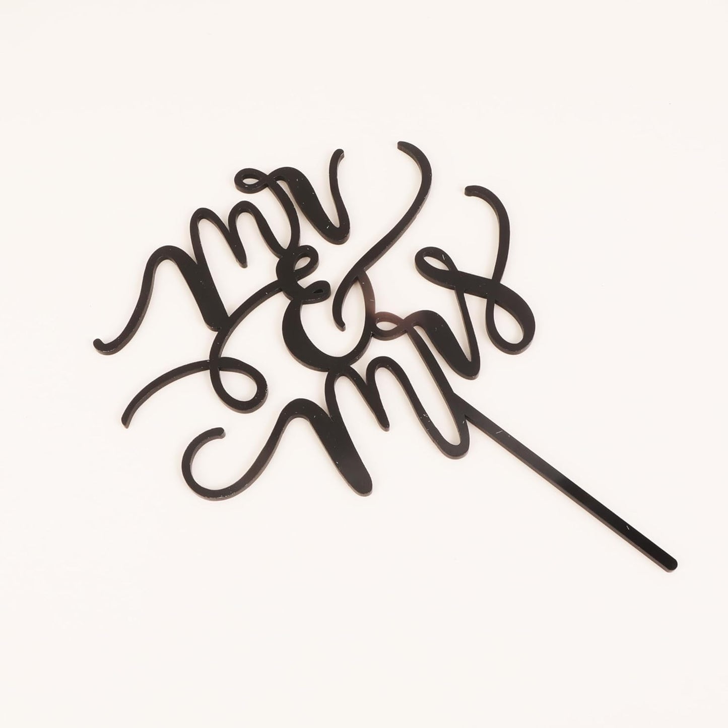 Mr and Mrs Cake Topper - Glitter Black Acrylic Wedding Cake Decorations, Bride and Groom Cake Pick (Black)
